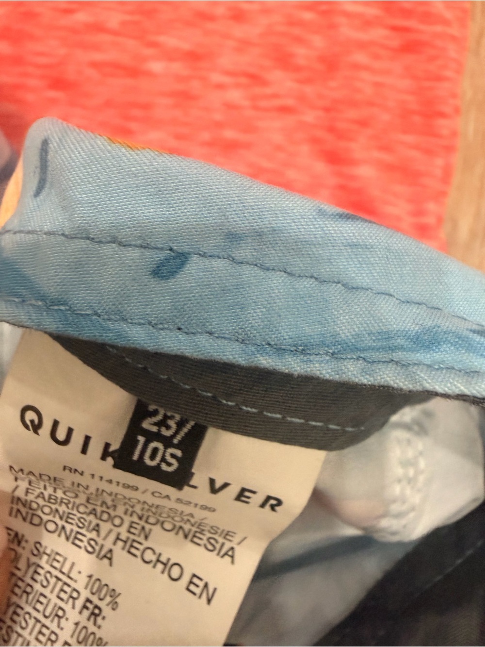 Quiksilver Light Blue Swim Trunks w Subtle Hibiscus Accent Hannah swimshirt 0331 - Picture 2 of 5